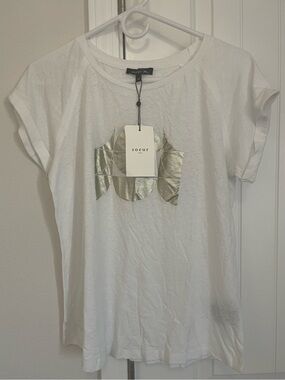 SOEUR VALENTINA White Tee with Metallic Gold Logo